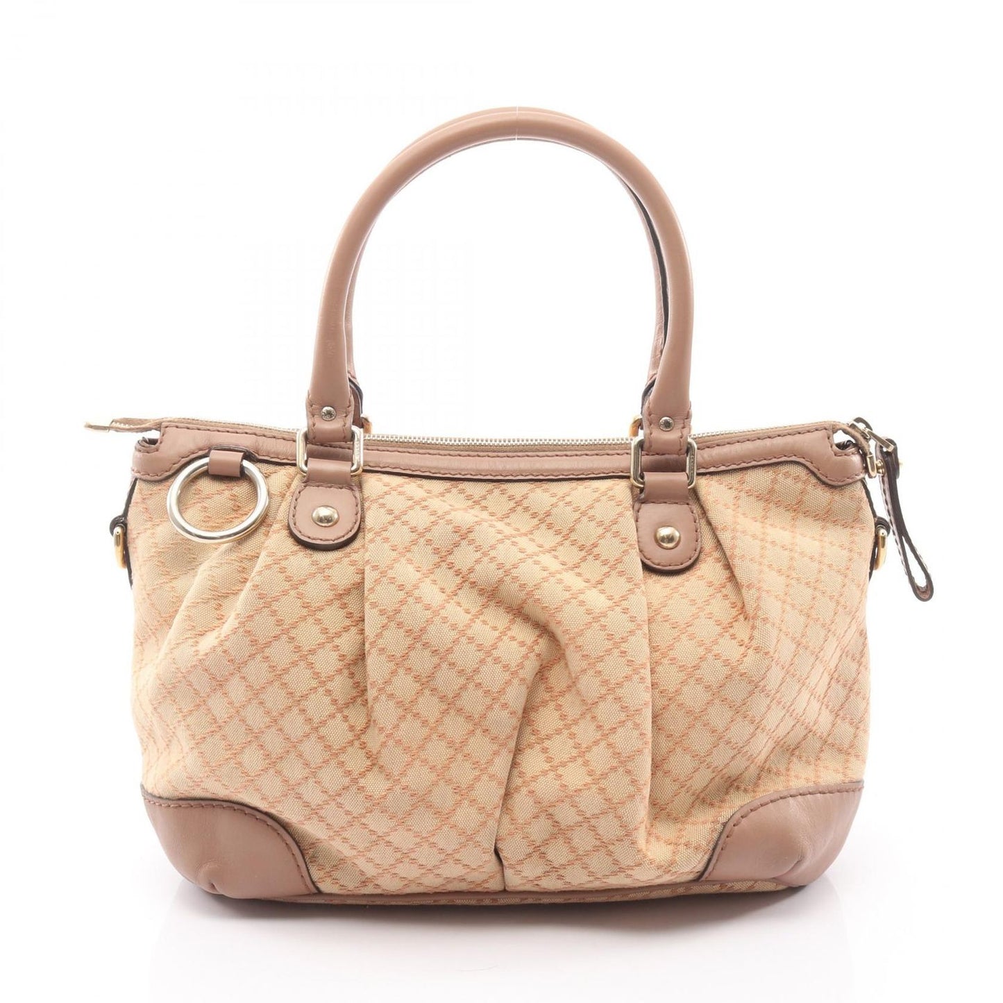 Gucci Handbag Ski Diamante Beige Canvas Leather Ski
