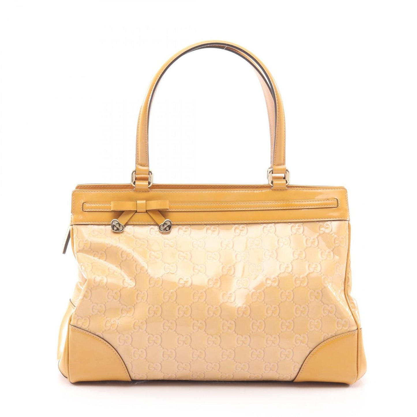 Gucci Tote Mayfair GG Pattern Yellow Patent Leather Handbag