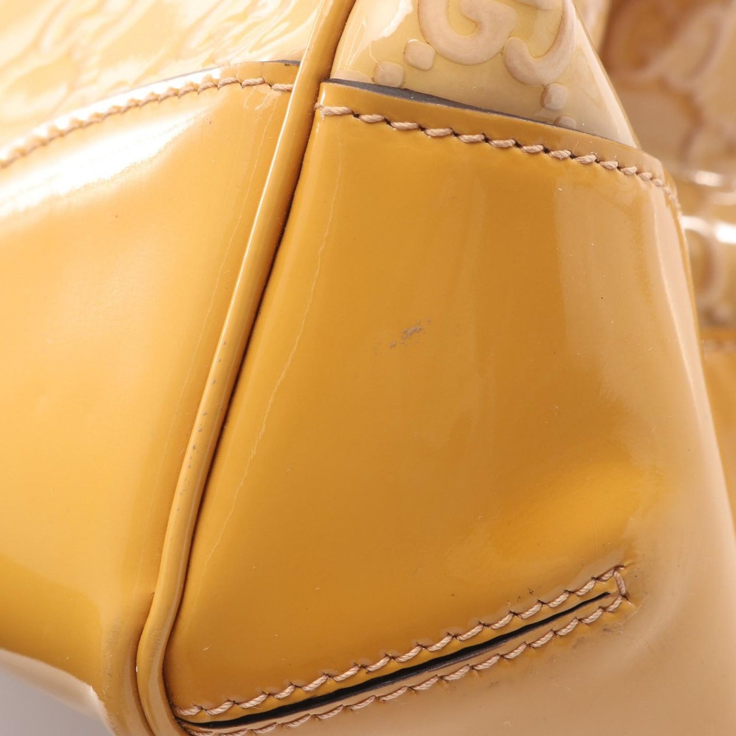 Gucci Tote Mayfair GG Pattern Yellow Patent Leather Handbag — view 8