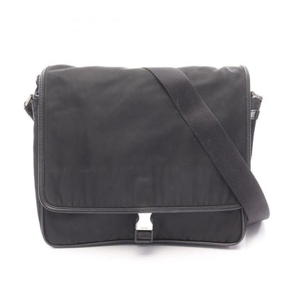 Prada Shoulder Bag Black Nylon Saffiano Leather