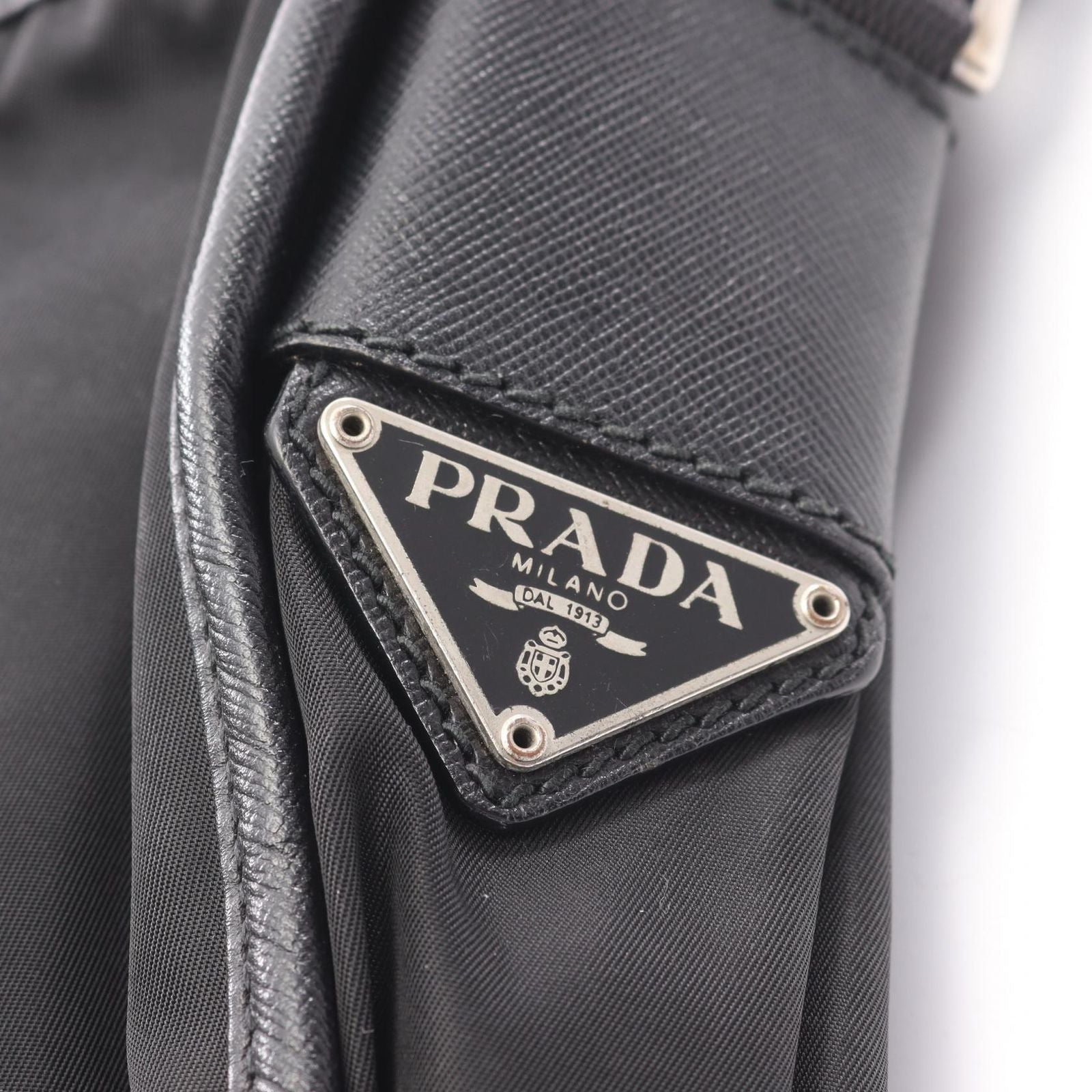 Prada Shoulder Bag Black Nylon Saffiano Leather — view 5