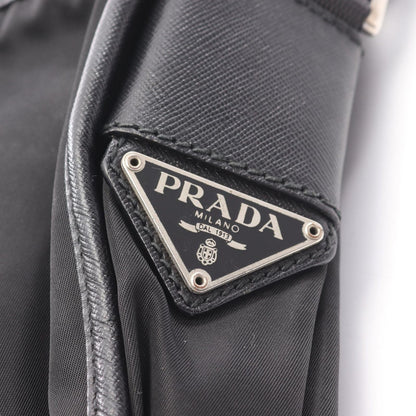 Prada Shoulder Bag Black Nylon Saffiano Leather — view 5