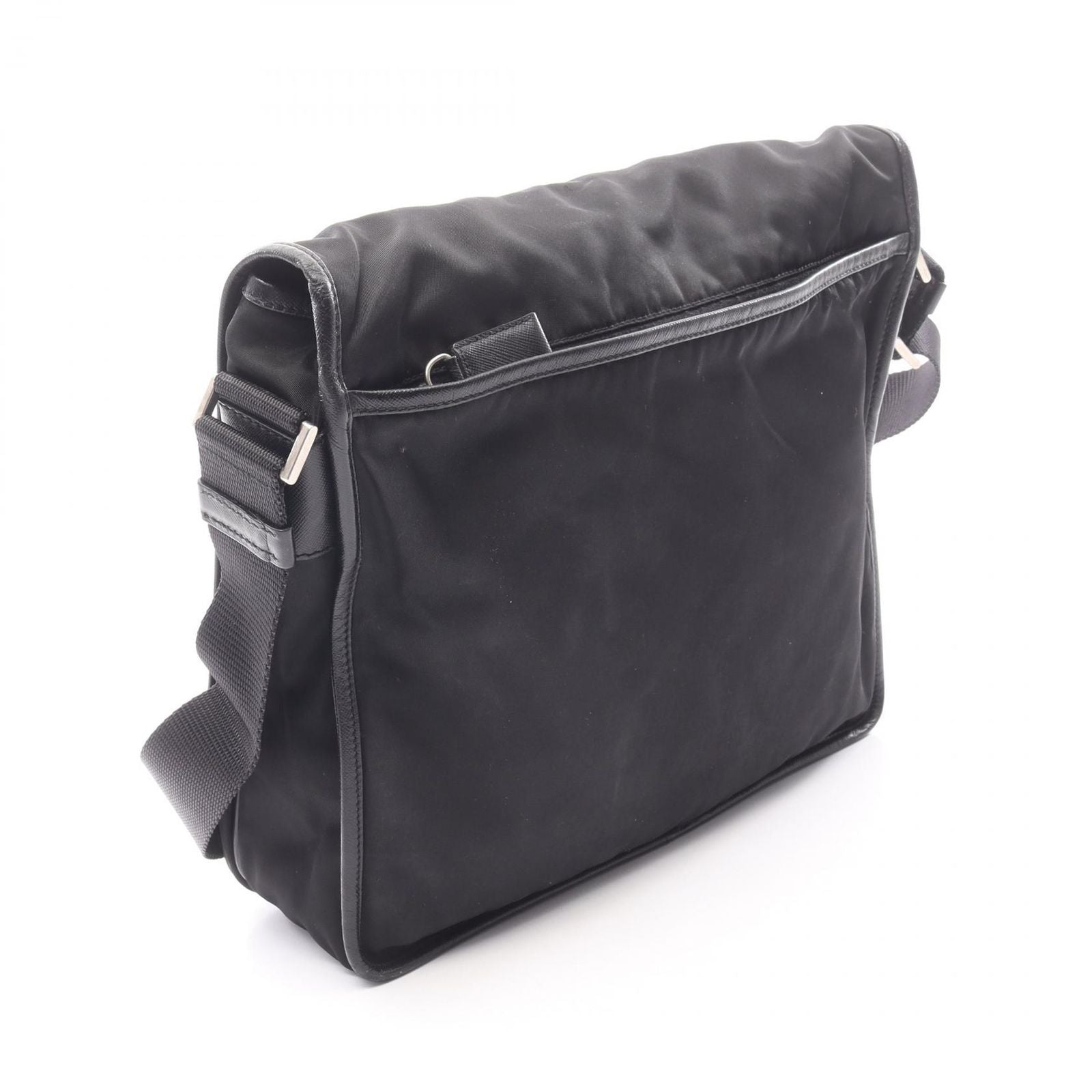 Prada Shoulder Bag Black Nylon Saffiano Leather — view 2