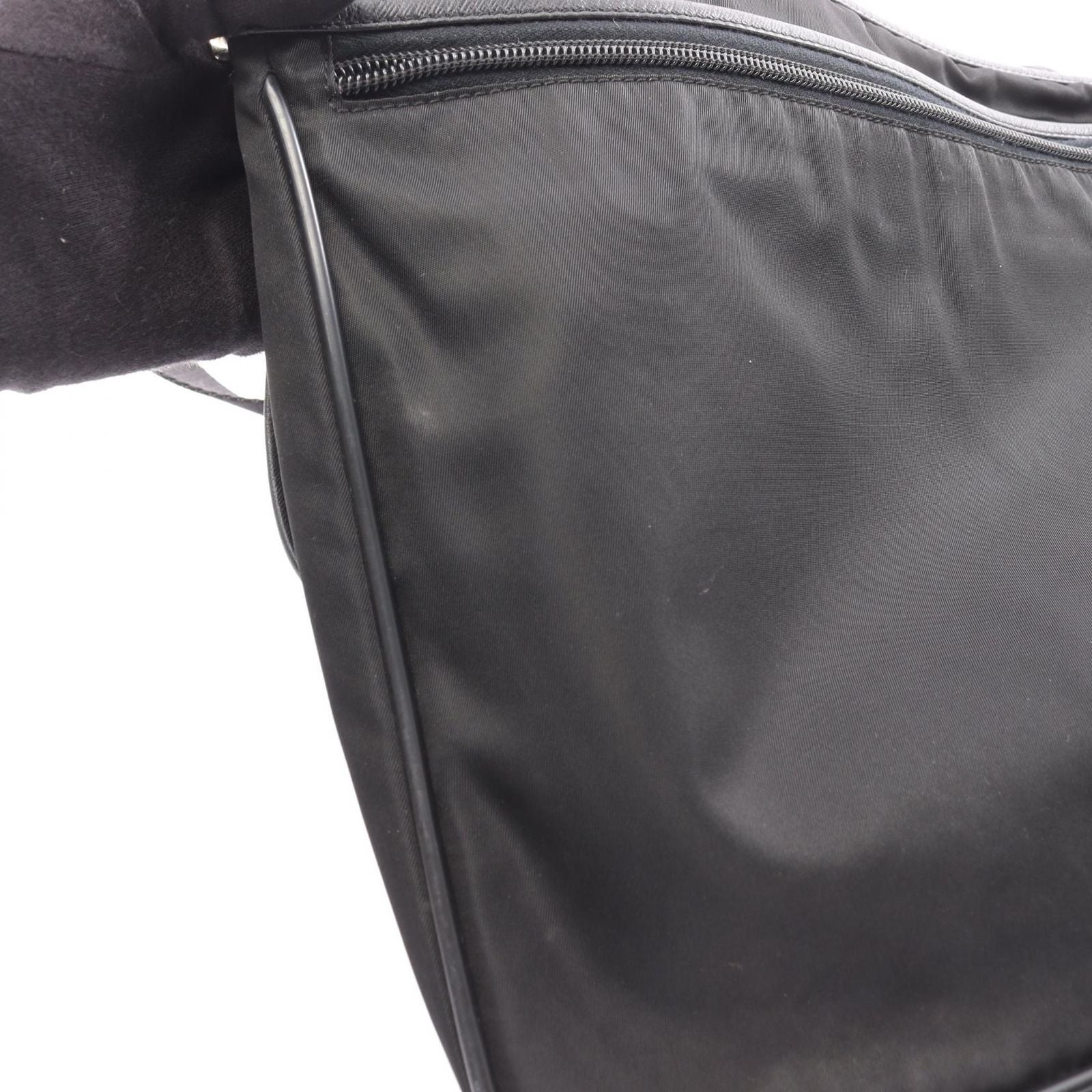 Prada Shoulder Bag Black Nylon Saffiano Leather — view 6