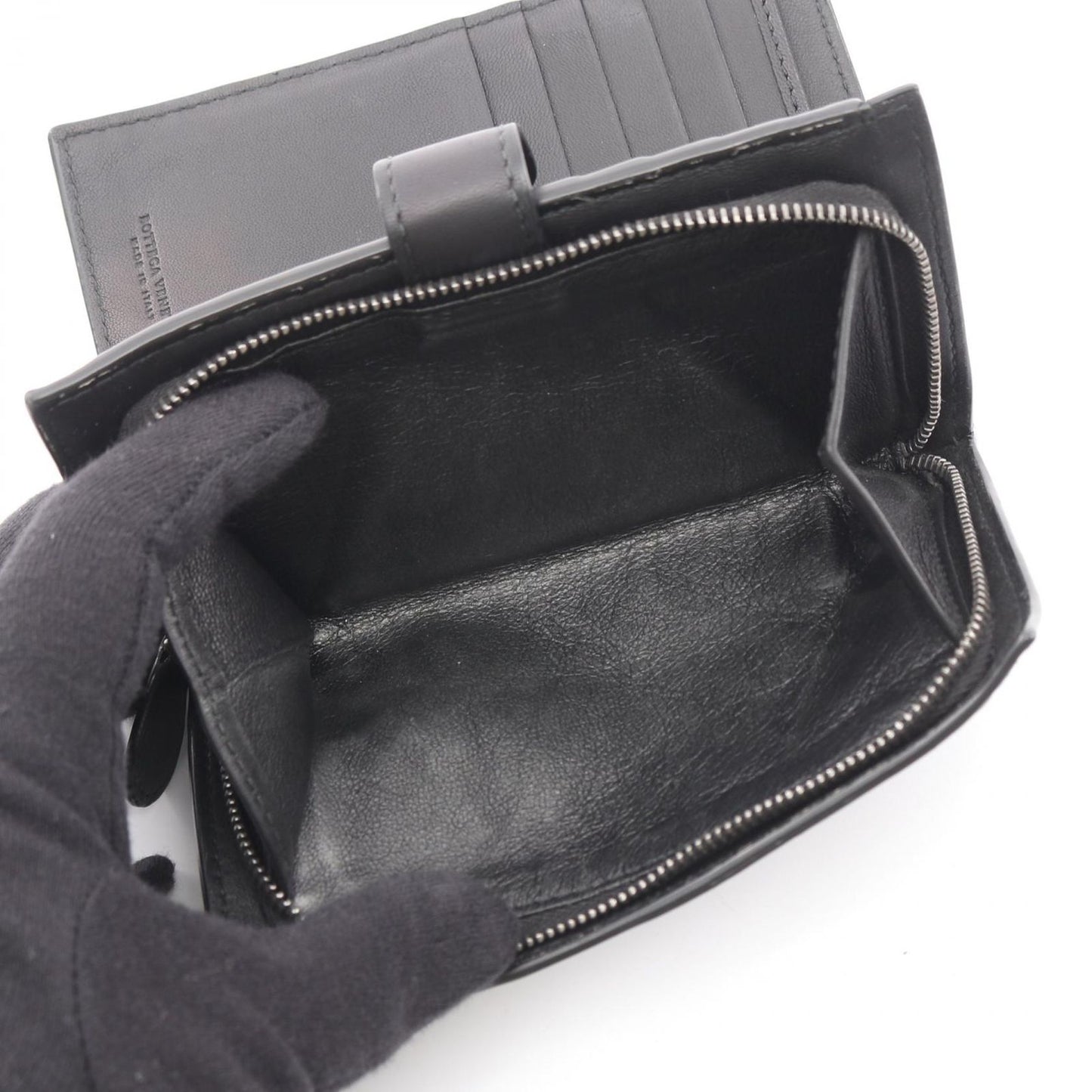 Bottega Veneta Bifold Wallet Intrecciato Black Leather — view 4