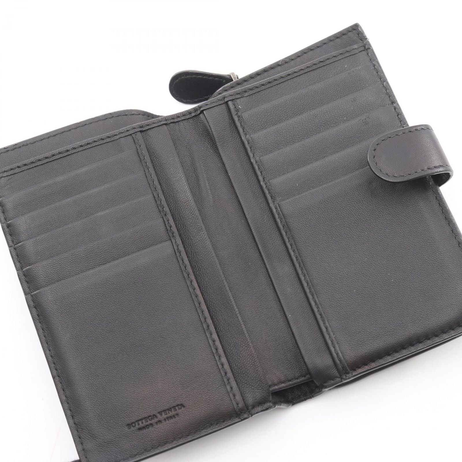 Bottega Veneta Bifold Wallet Intrecciato Black Leather — view 3