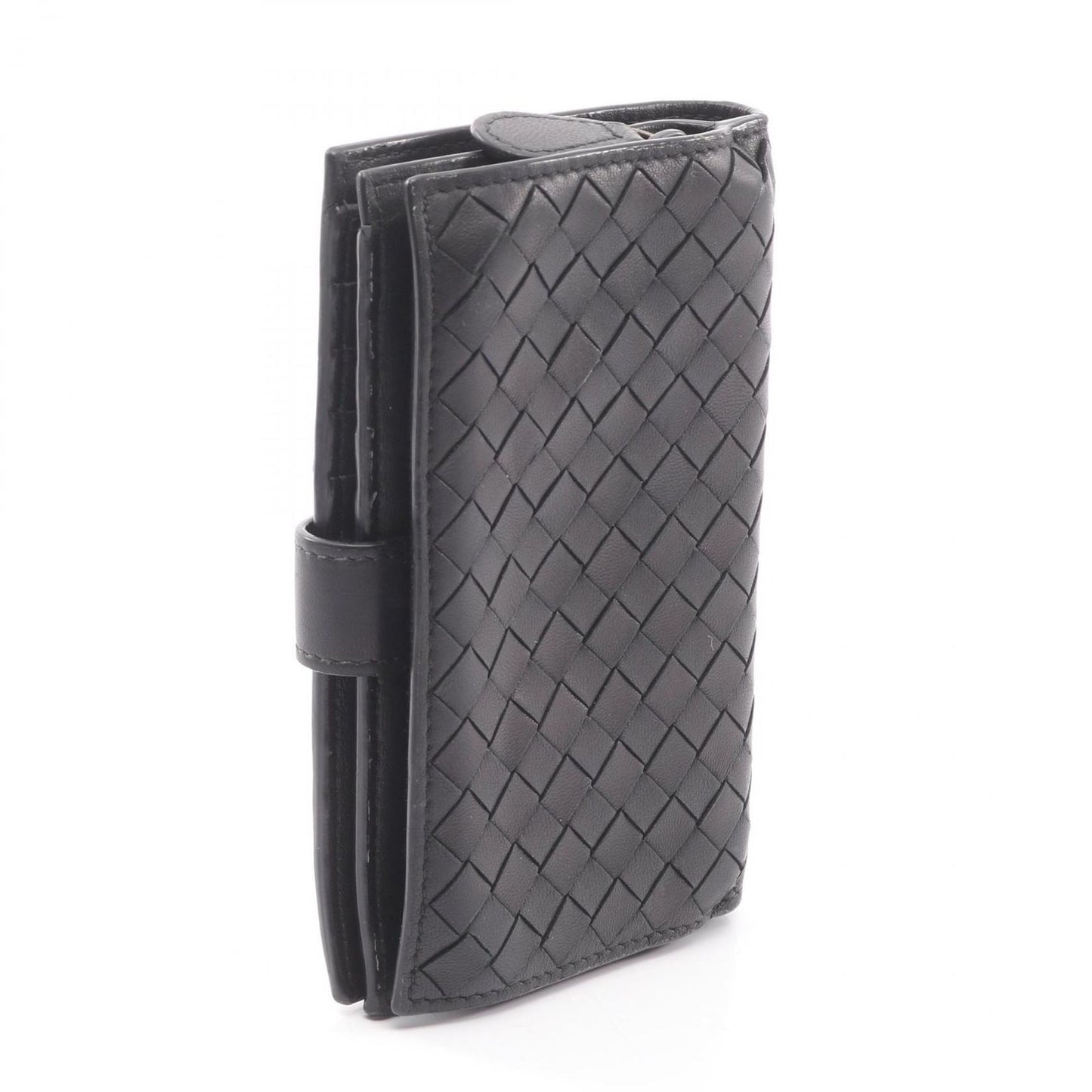 Bottega Veneta Bifold Wallet Intrecciato Black Leather — view 2