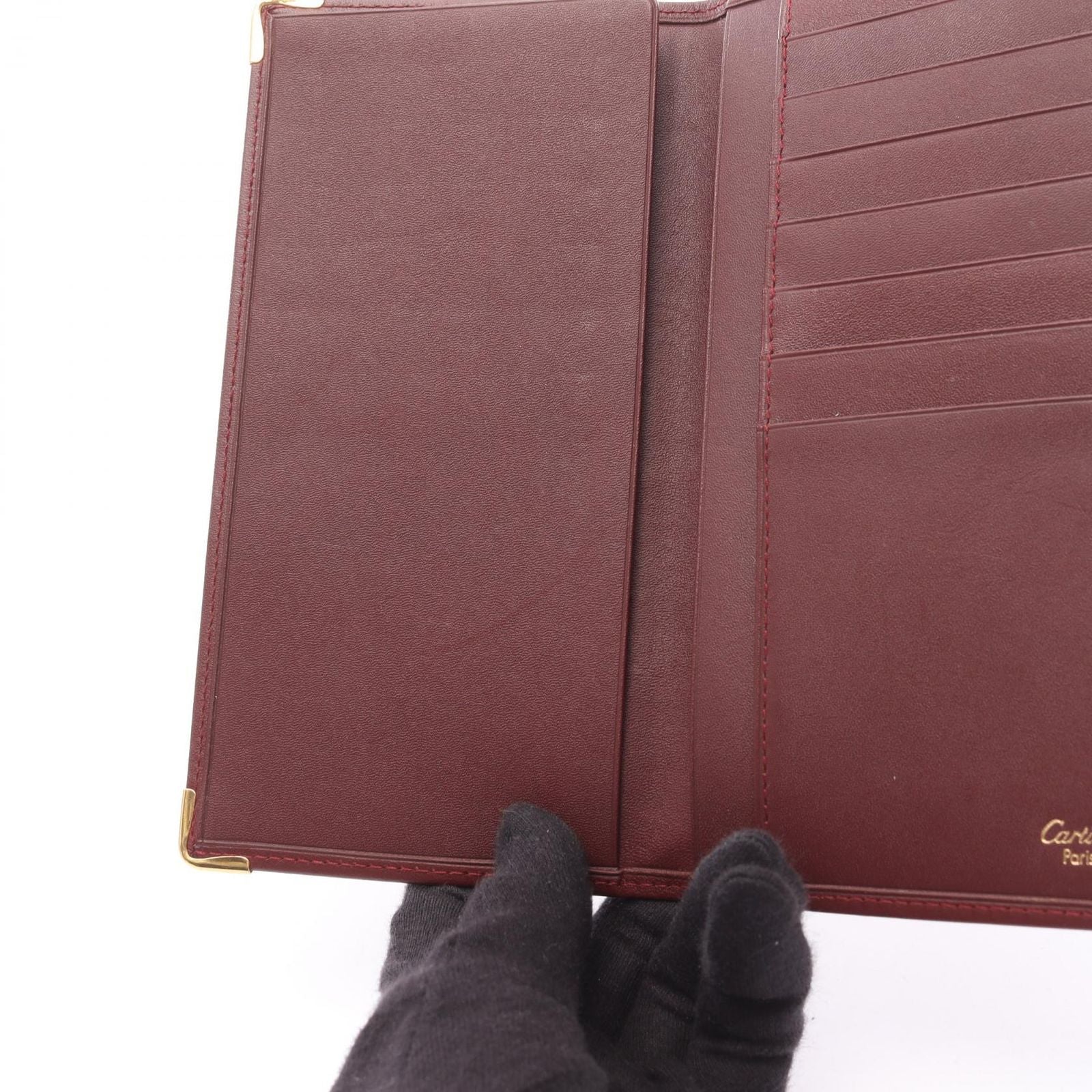 Cartier Bifold Wallet Must Line Bordeaux Leather Billfold — view 5