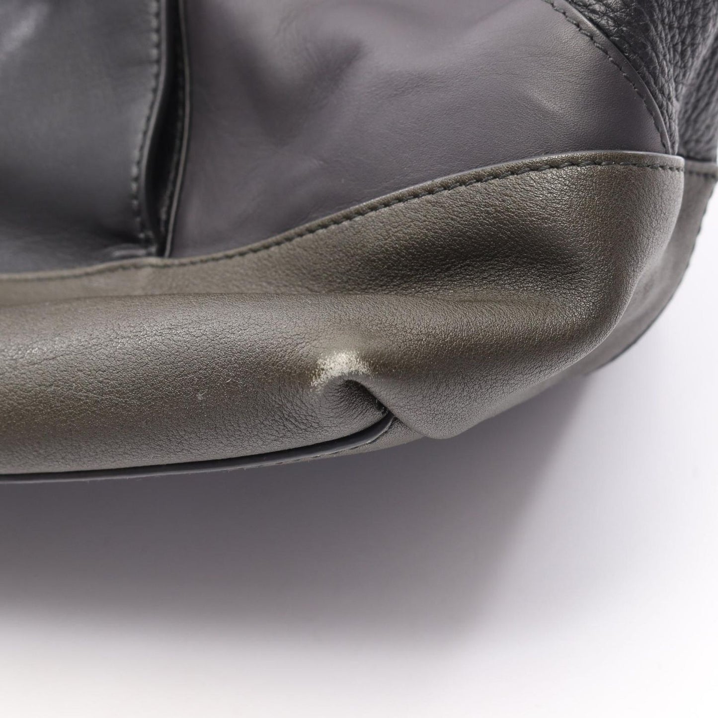 Bottega Veneta Tote Intrecciato Black Khaki Gray Leather — view 8