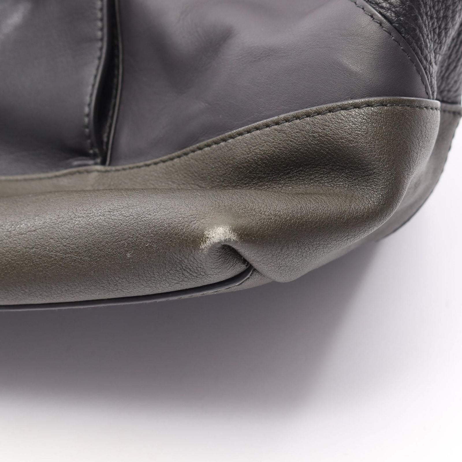 Bottega Veneta Tote Intrecciato Black Khaki Gray Leather — view 8