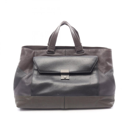 Bottega Veneta Tote Intrecciato Black Khaki Gray Leather