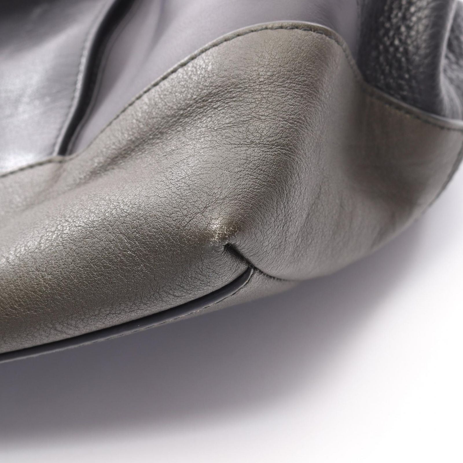 Bottega Veneta Tote Intrecciato Black Khaki Gray Leather — view 9