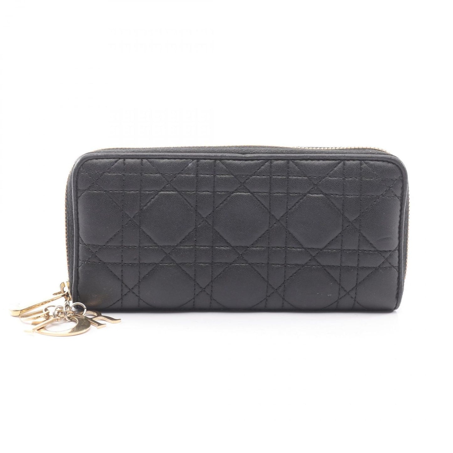 Dior Round Wallet Lady Cannage Black Leather Handbag