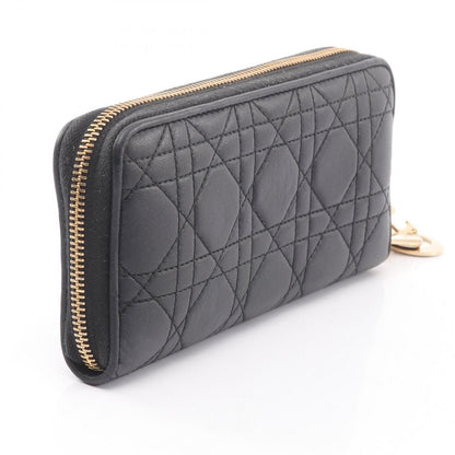 Dior Round Wallet Lady Cannage Black Leather Handbag — view 2