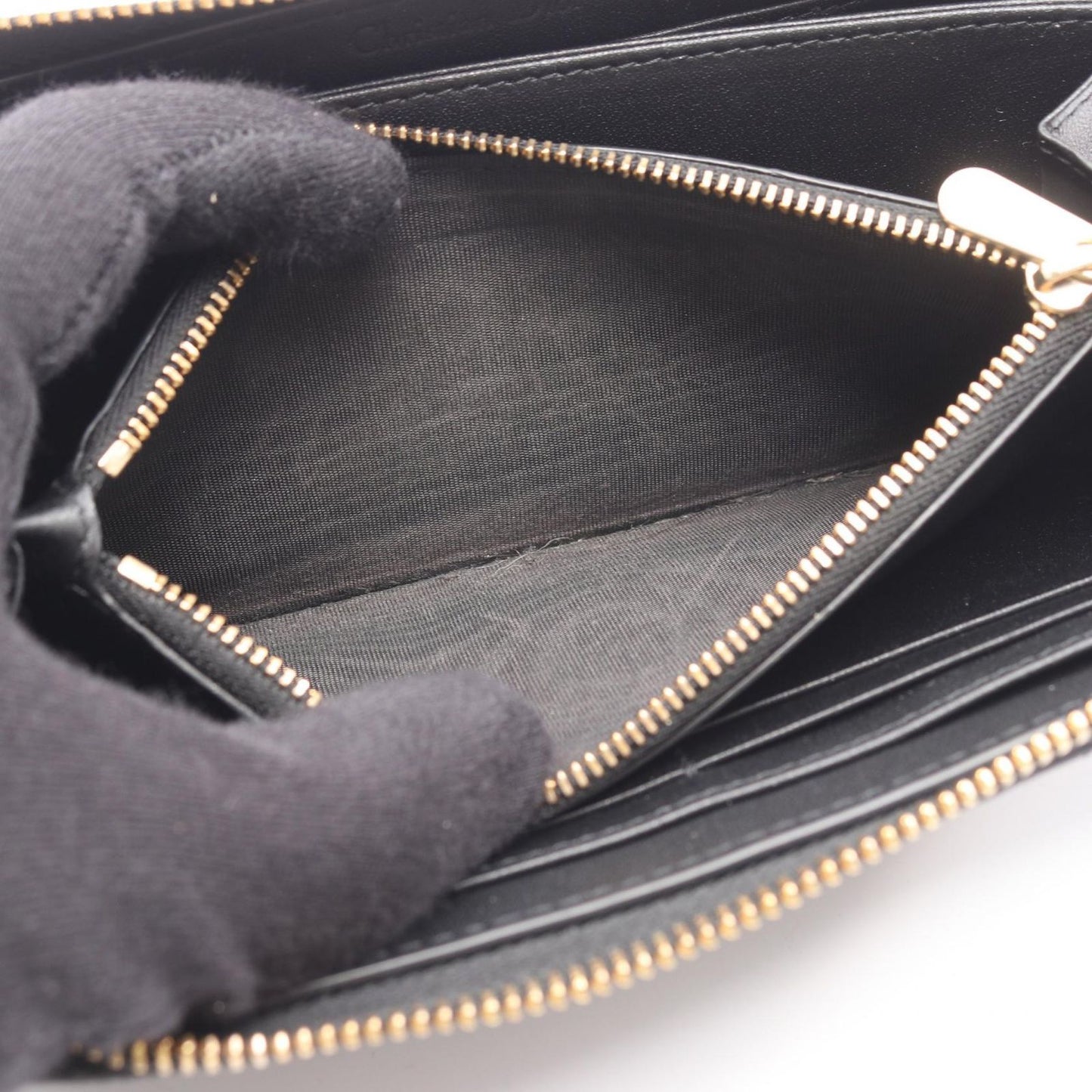 Dior Round Wallet Lady Cannage Black Leather Handbag — view 4