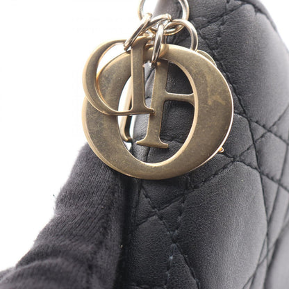Dior Round Wallet Lady Cannage Black Leather Handbag — view 7