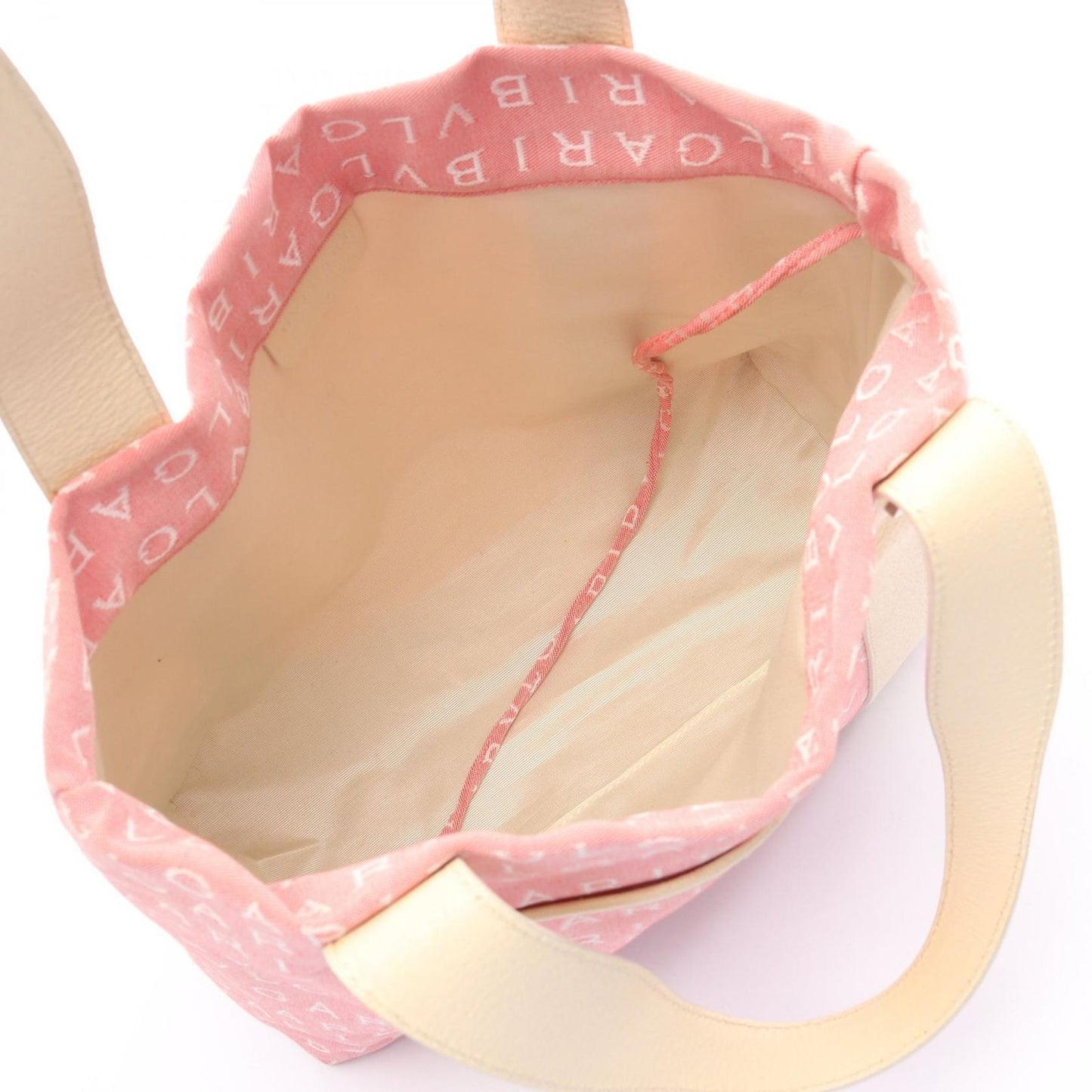 Bvlgari Handbag Logo Mania Pink Ivory Canvas Leather — view 3