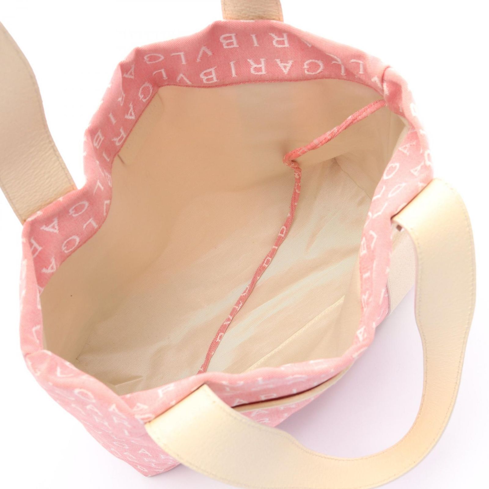 Bvlgari Handbag Logo Mania Pink Ivory Canvas Leather — view 3