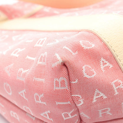 Bvlgari Handbag Logo Mania Pink Ivory Canvas Leather — view 8