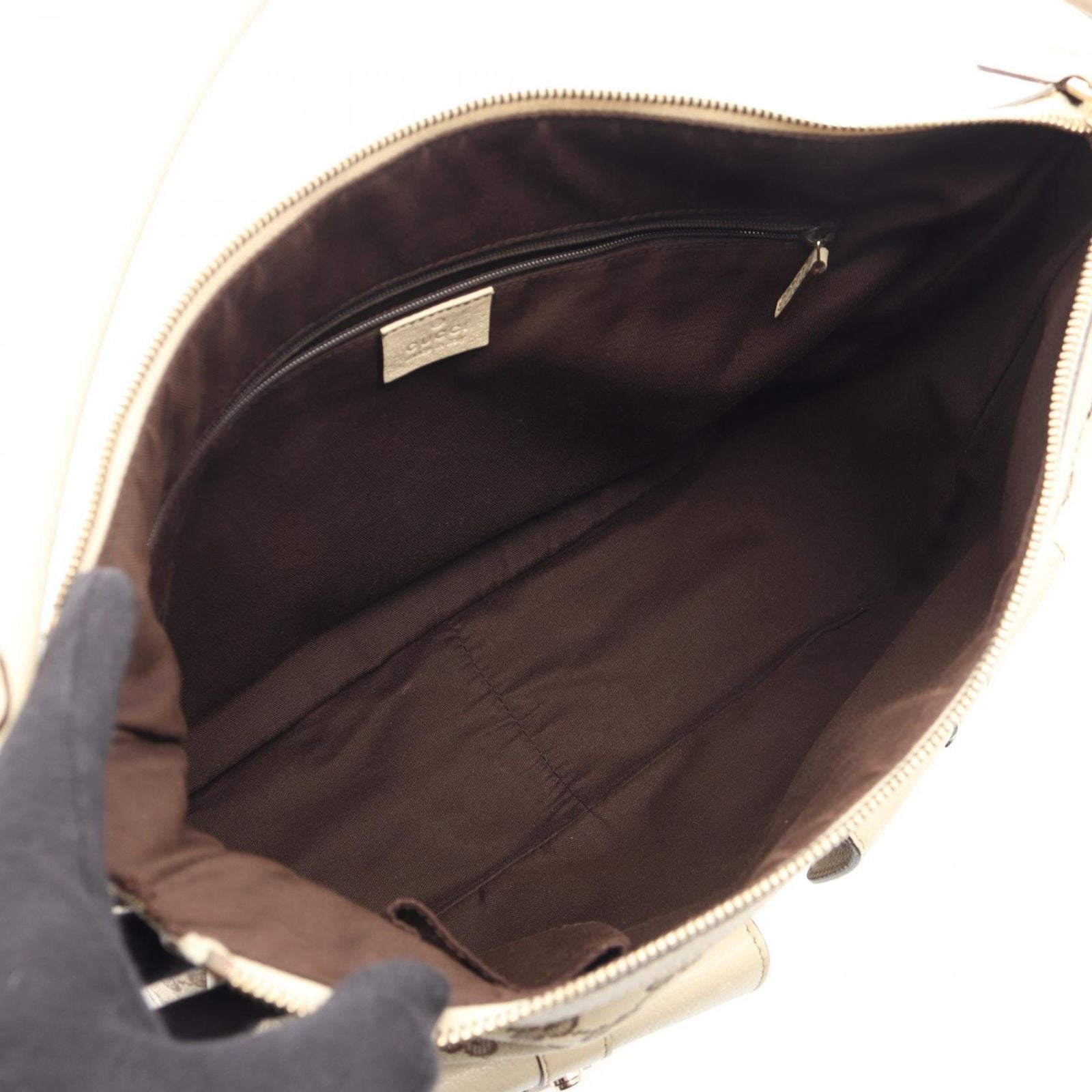 Gucci Shoulder Bag Beige Canvas Leather — view 3