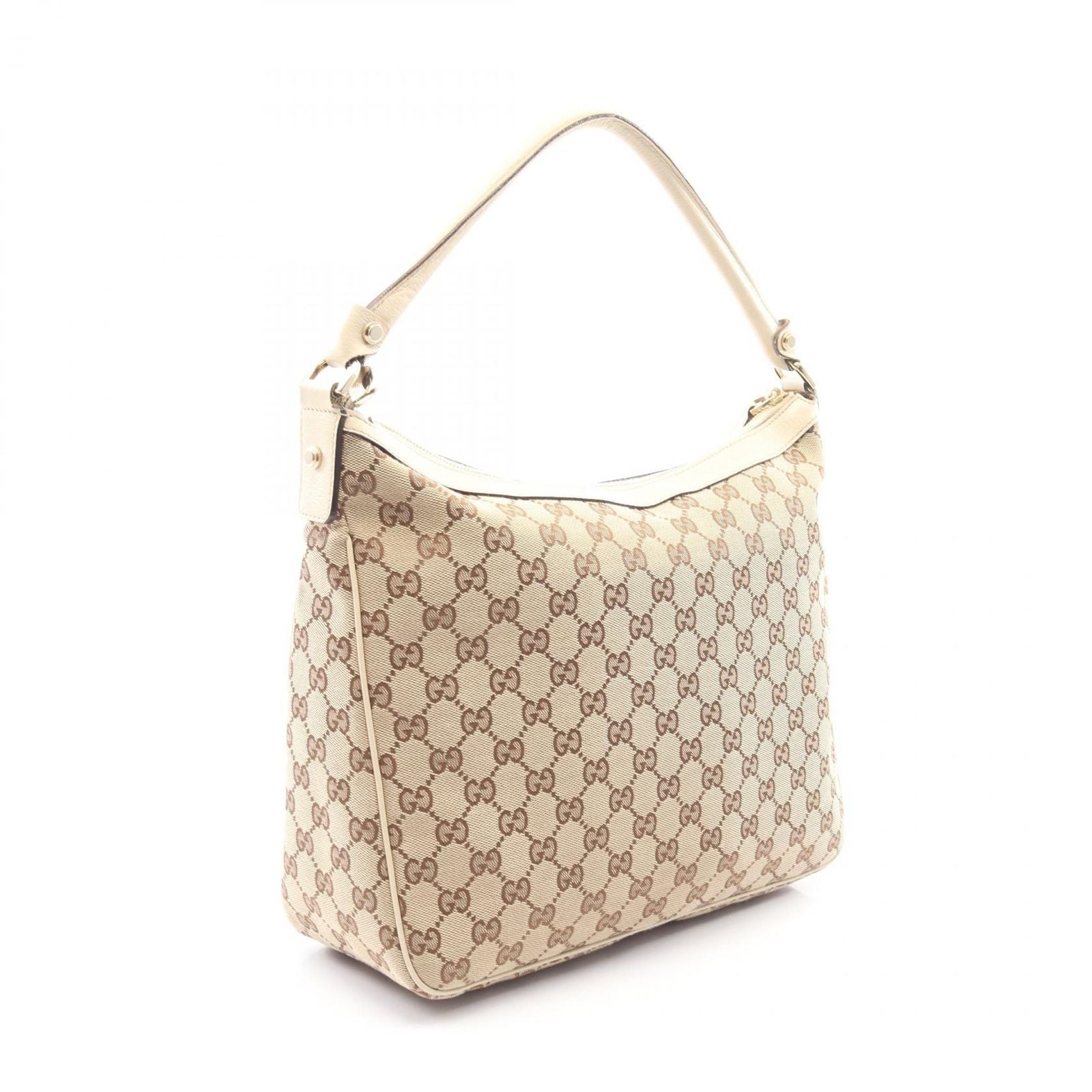 Gucci Shoulder Bag Beige Canvas Leather — view 2