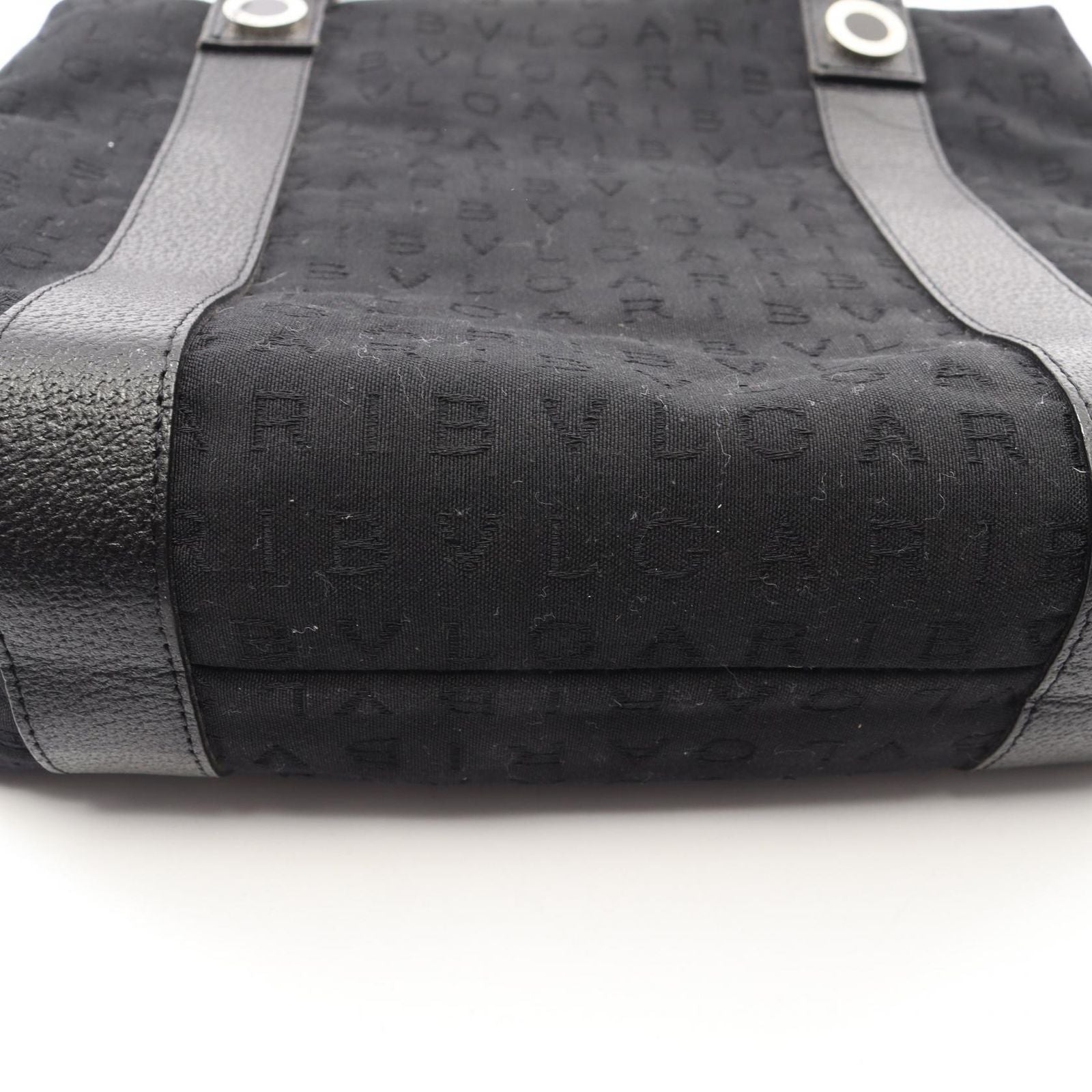Bvlgari Handbag Logo Mania Black Canvas Leather — view 9