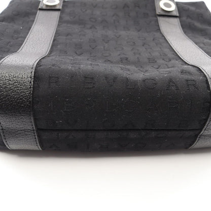 Bvlgari Handbag Logo Mania Black Canvas Leather — view 9
