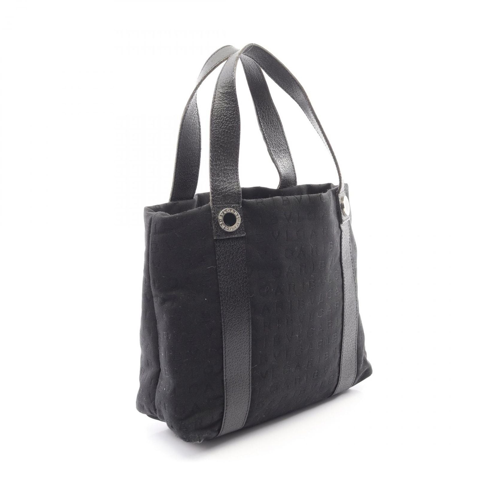 Bvlgari Handbag Logo Mania Black Canvas Leather — view 2
