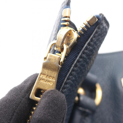 Prada Tote Side Zip Navy Leather — view 8