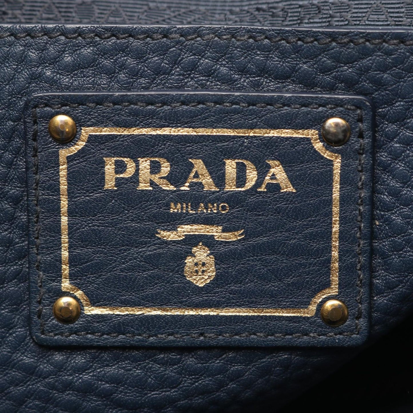 Prada Tote Side Zip Navy Leather — view 4