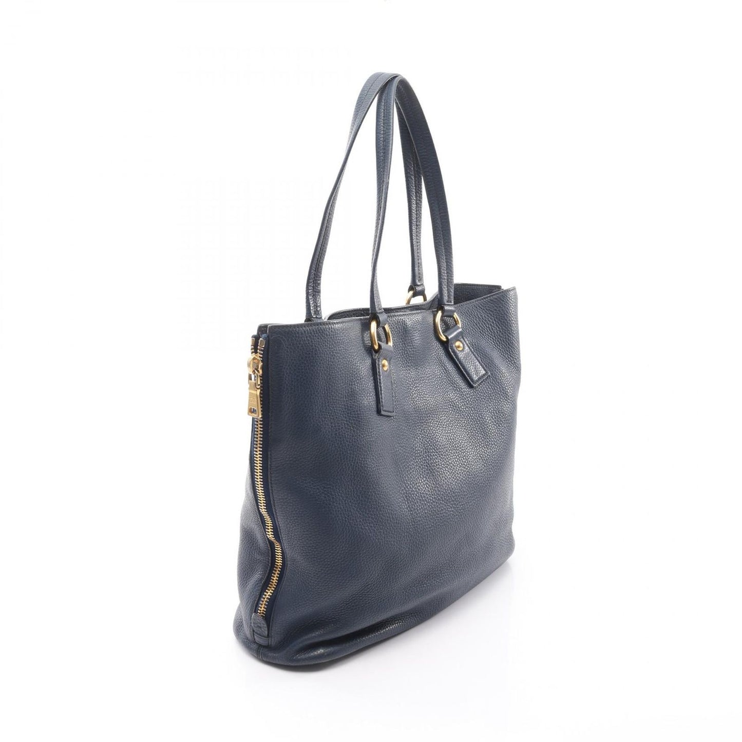 Prada Tote Side Zip Navy Leather — view 2
