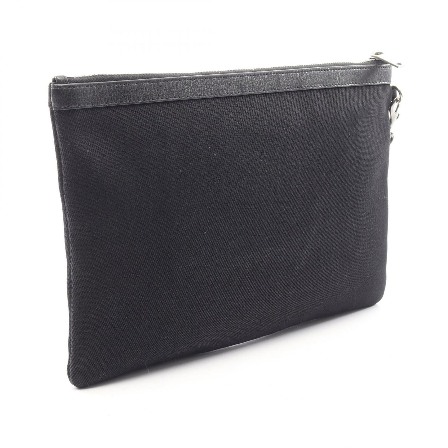 Saint Laurent Paris Clutch Rive Gauche Black White Canvas Leather — view 2
