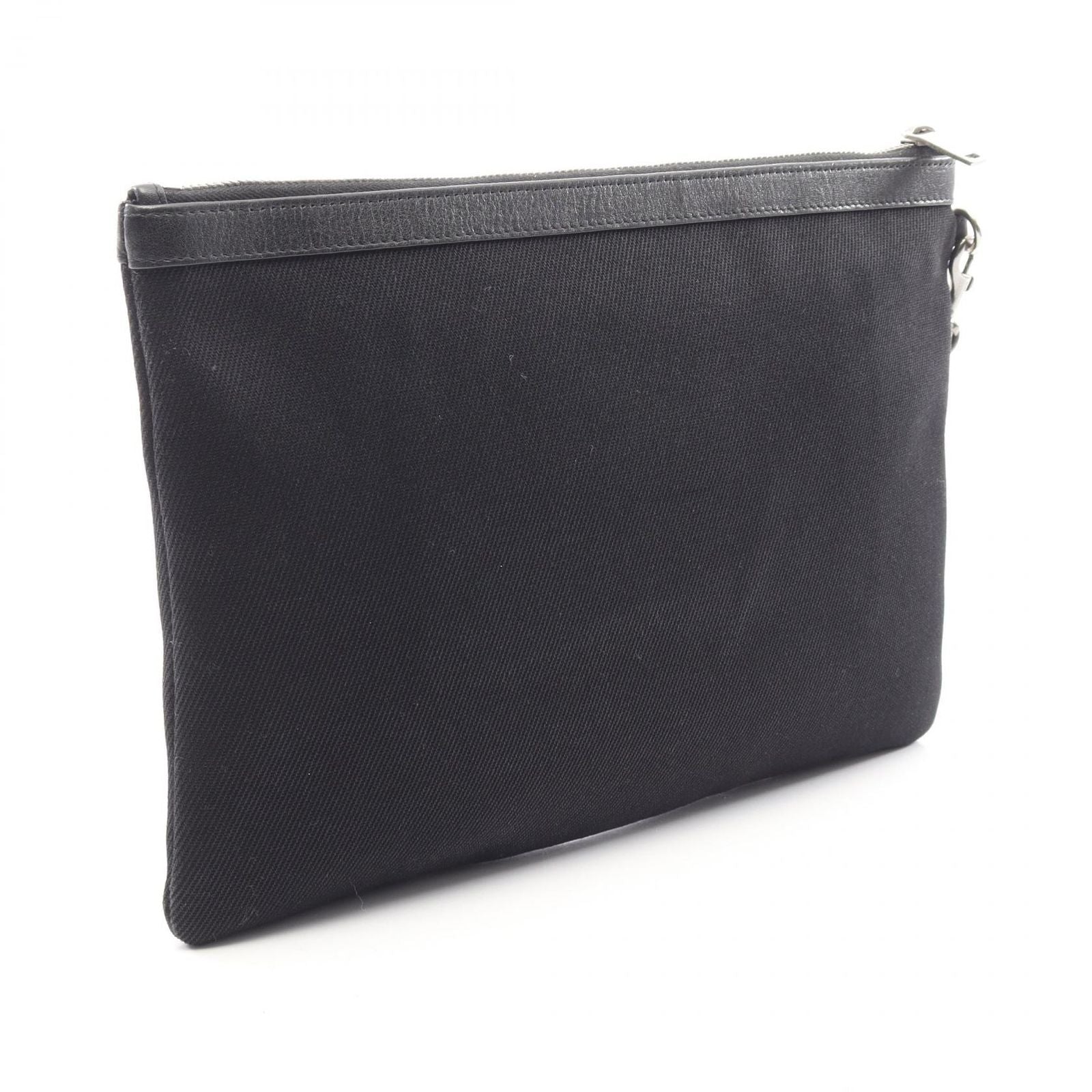 Saint Laurent Paris Clutch Rive Gauche Black White Canvas Leather — view 2