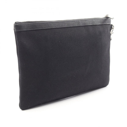 Saint Laurent Paris Clutch Rive Gauche Black White Canvas Leather — view 2