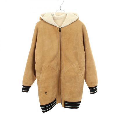Dior Bee Embroidery Reversible Boa Brown Leather Jacket