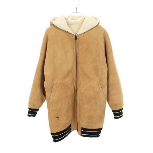 Dior Bee Embroidery Reversible Boa Brown Leather Jacket