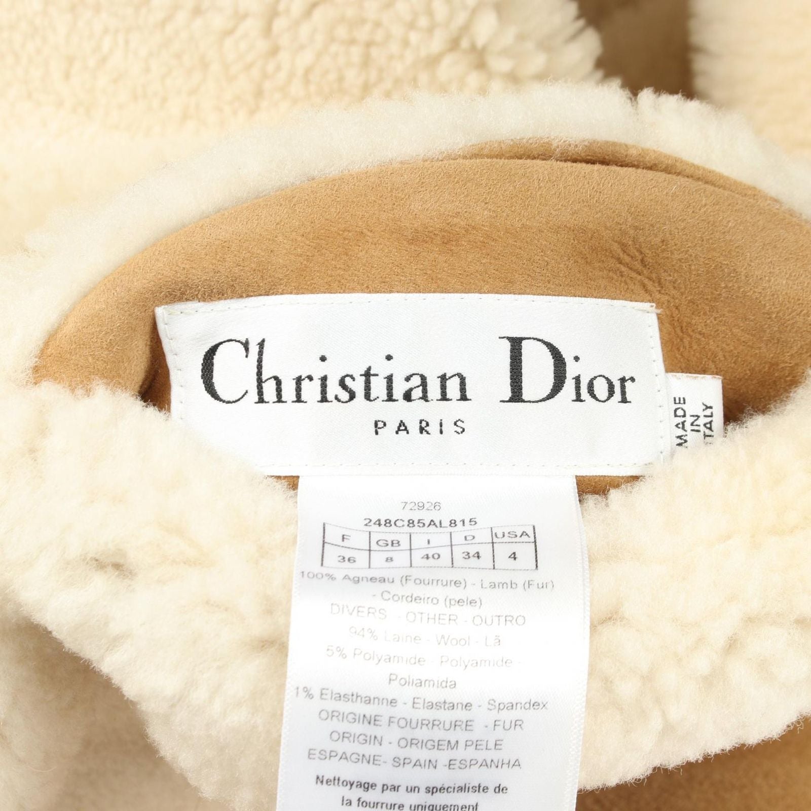 Dior Bee Embroidery Reversible Boa Brown Leather Jacket — view 4
