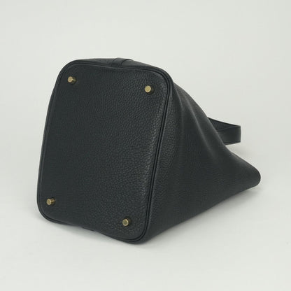 Hermes Picotin Lock MM Tote Taurillon Clemence Noir Black Gold MM 22 — view 5