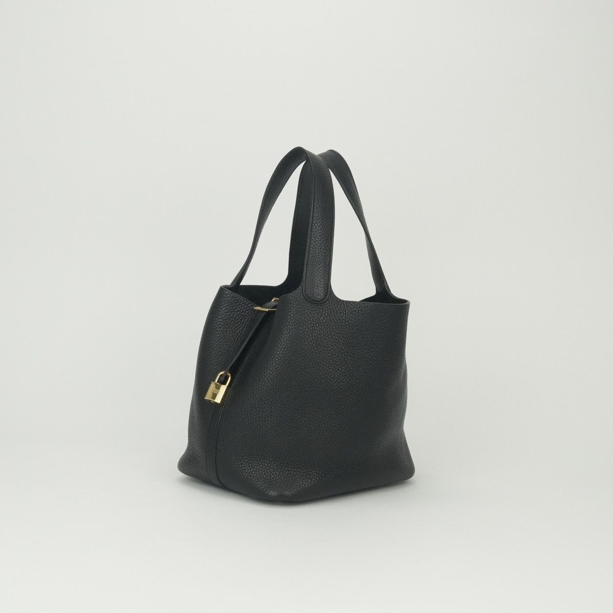 Hermes Picotin Lock MM Tote Taurillon Clemence Noir Black Gold MM 22 — view 2