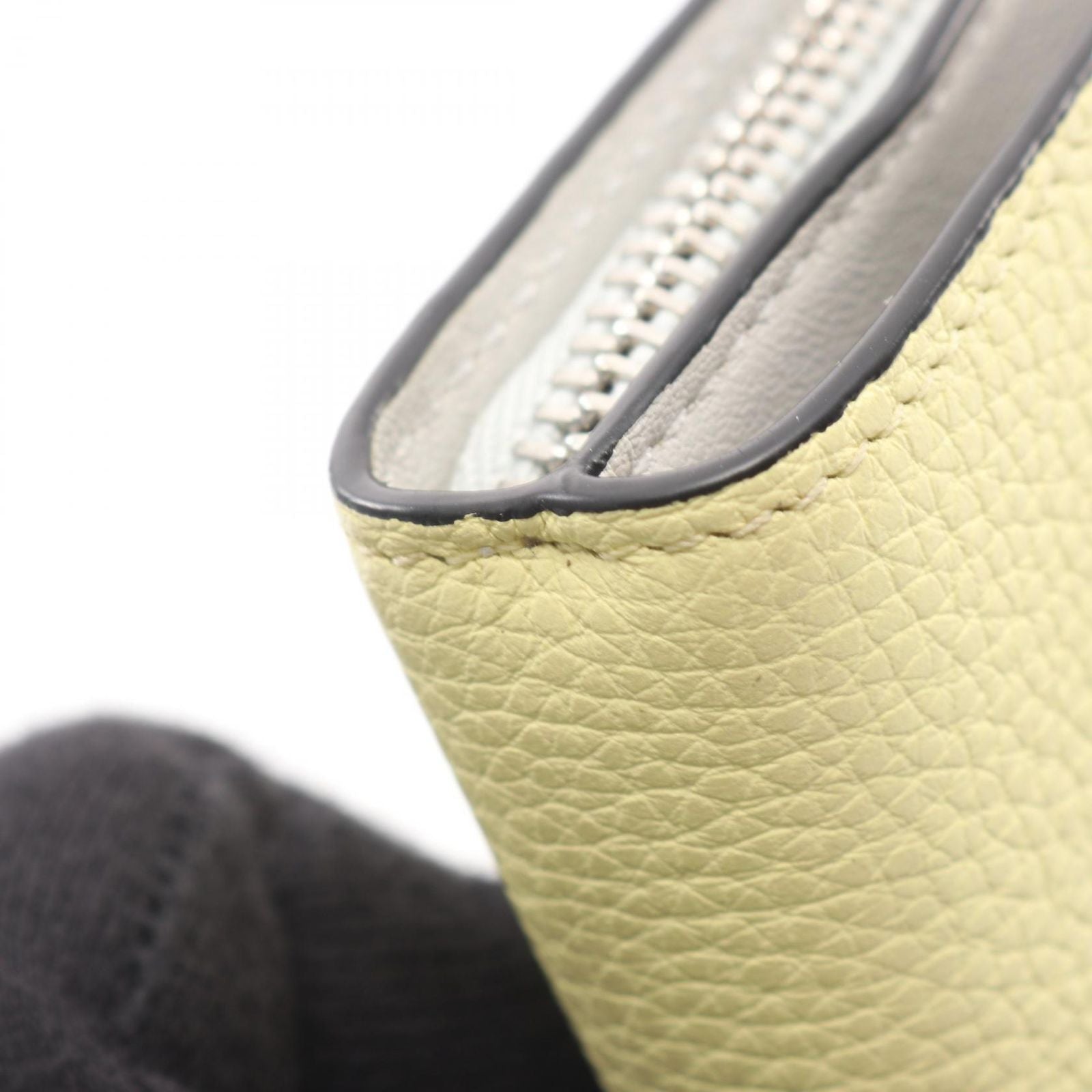 Loewe Bifold Wallet Light Yellow Leather Compact Zip — view 8