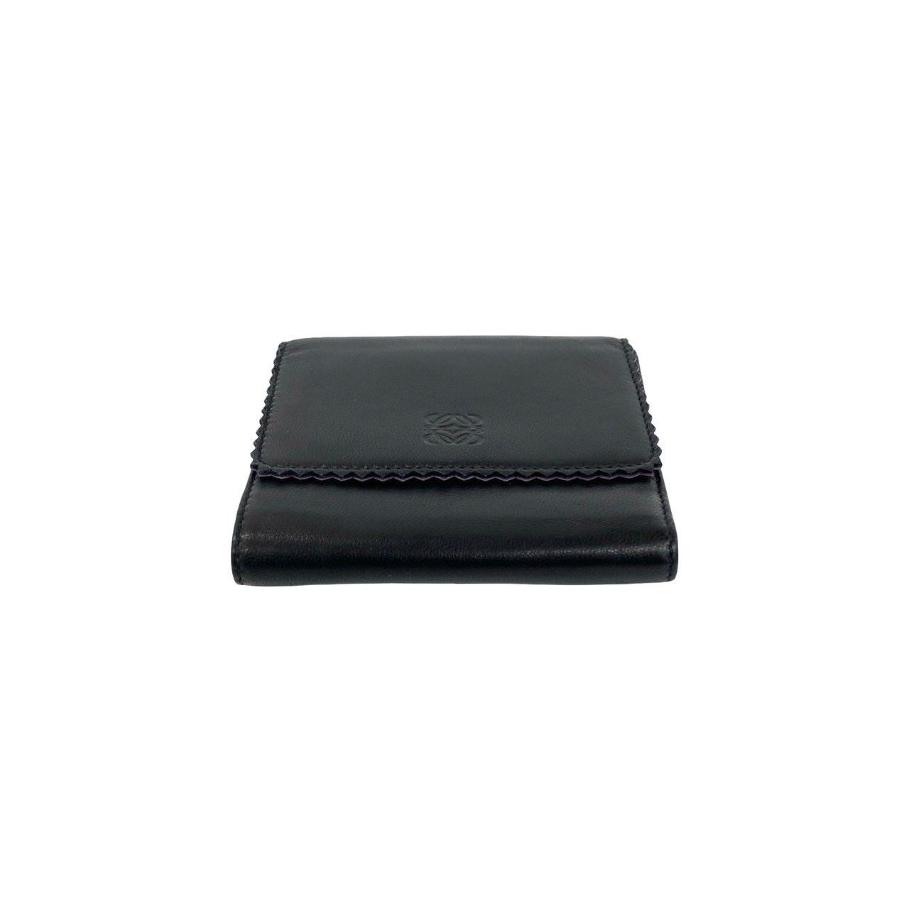 Loewe Anagram Logo Nappa Leather Trifold Wallet Mini Card Case Black Purple — view 6