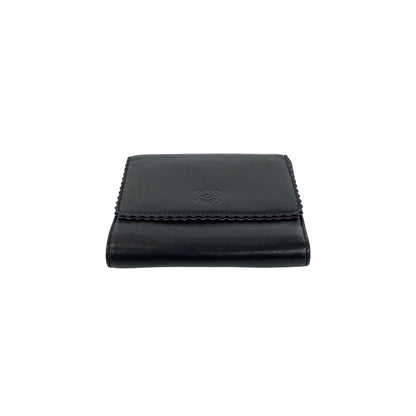 Loewe Anagram Logo Nappa Leather Trifold Wallet Mini Card Case Black Purple — view 6