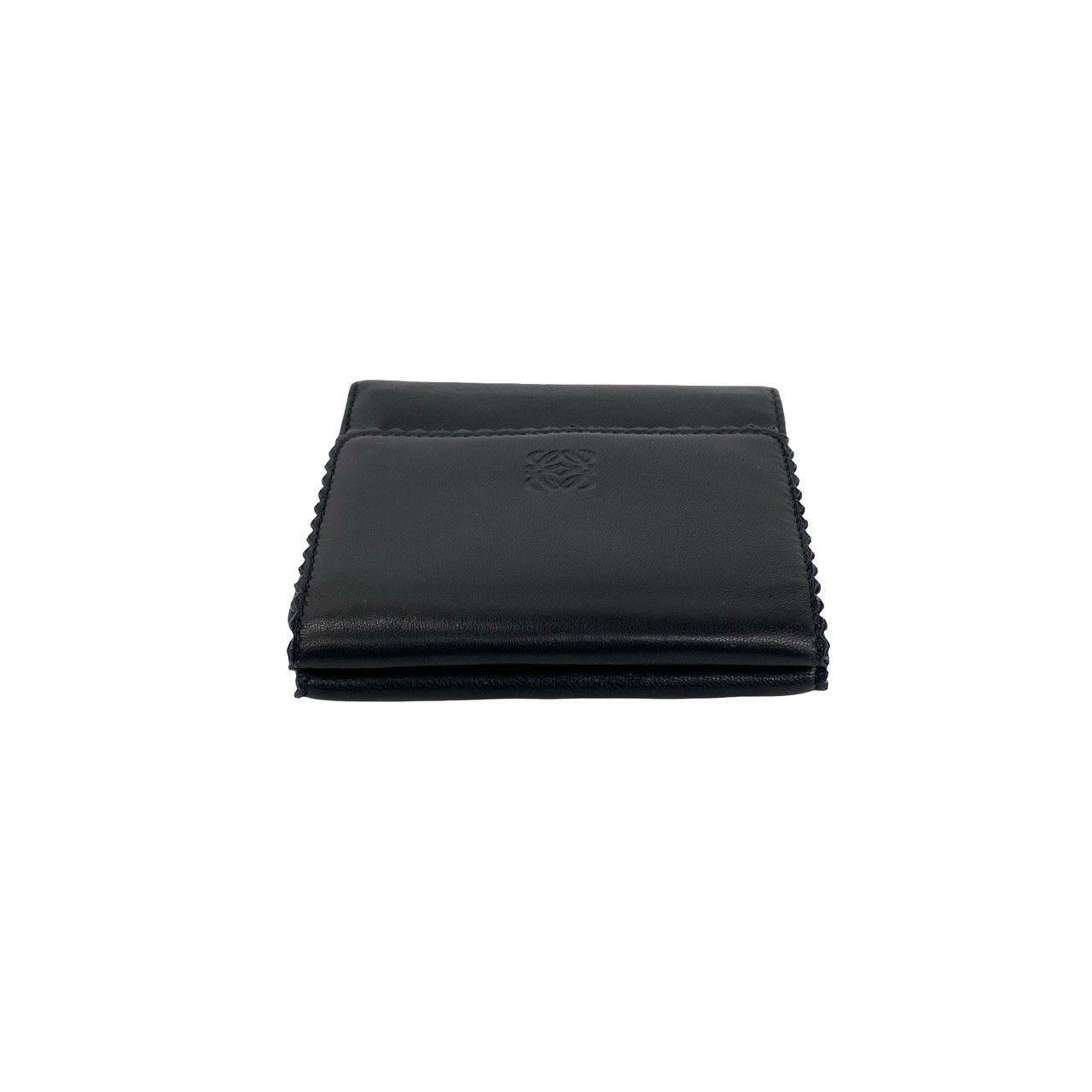 Loewe Anagram Logo Nappa Leather Trifold Wallet Mini Card Case Black Purple — view 3