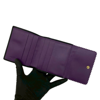Loewe Anagram Logo Nappa Leather Trifold Wallet Mini Card Case Black Purple — view 7