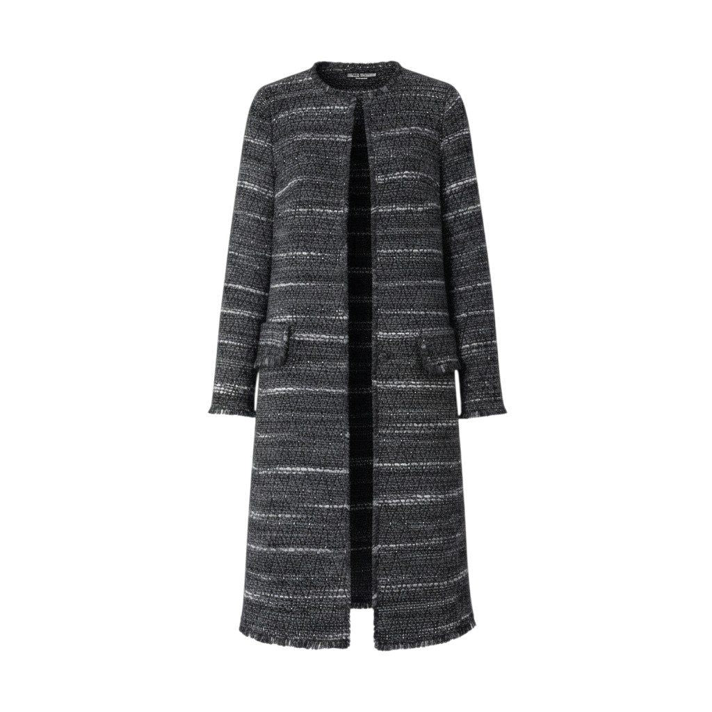 Dolce & Gabbana Tweed Coat Long 38 Gray