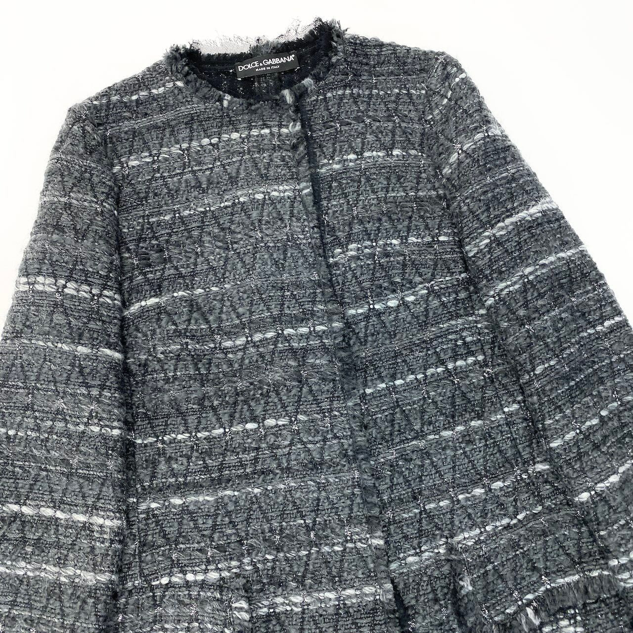 Dolce & Gabbana Tweed Coat Long 38 Gray — view 5