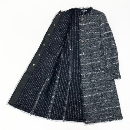 Dolce & Gabbana Tweed Coat Long 38 Gray — view 4