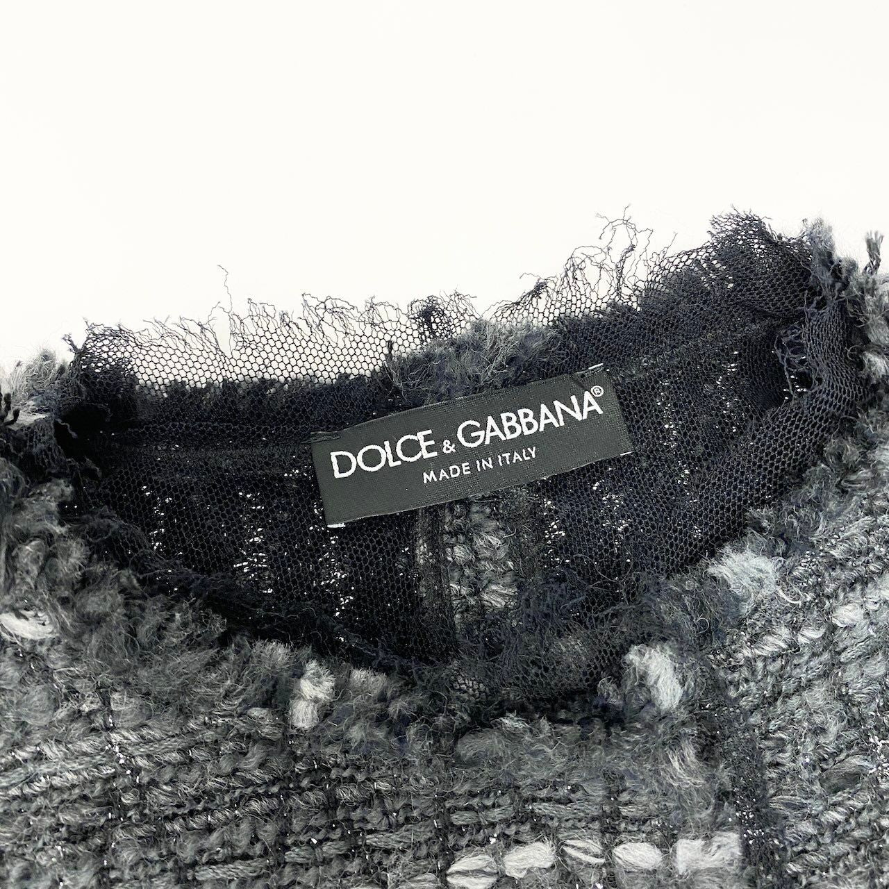 Dolce & Gabbana Tweed Coat Long 38 Gray — view 7