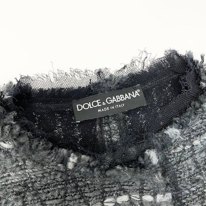 Dolce & Gabbana Tweed Coat Long 38 Gray — view 7