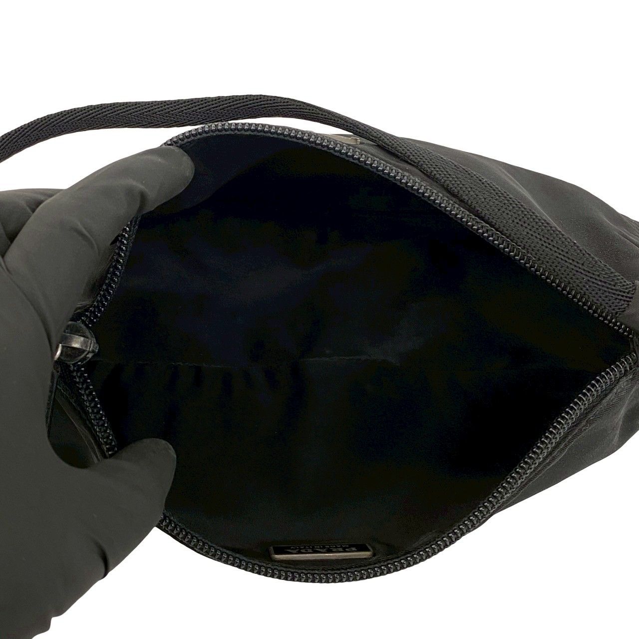 Prada Tessuto Nylon Mini Pouch Shoulder Bag Black — view 9